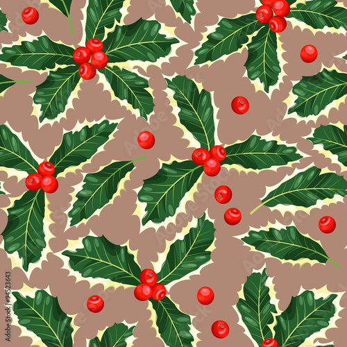 Seamless holly leaves