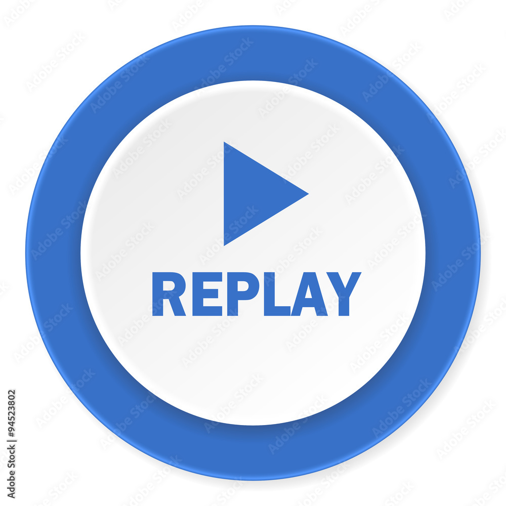 replay blue circle 3d modern design flat icon on white background replay blue circle 3d modern design flat icon on white background