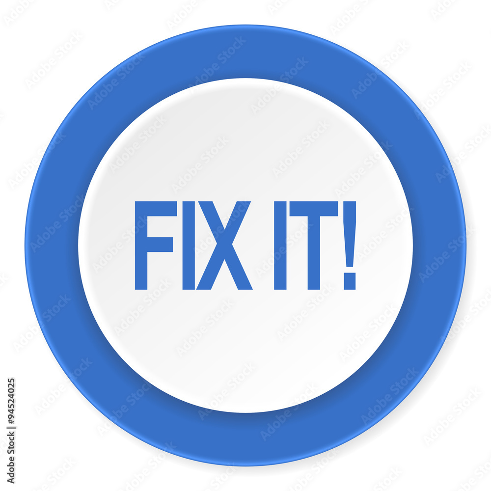 fix it blue circle 3d modern design flat icon on white background fix it blue circle 3d modern design flat icon on white background