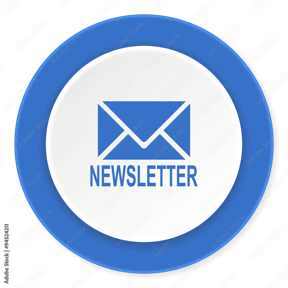 newsletter blue circle 3d modern design flat icon on white background newsletter blue circle 3d modern design flat icon on white background