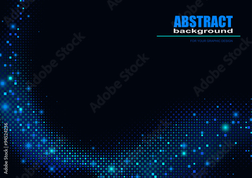 Blue Pixelated Wave - Abstr...
