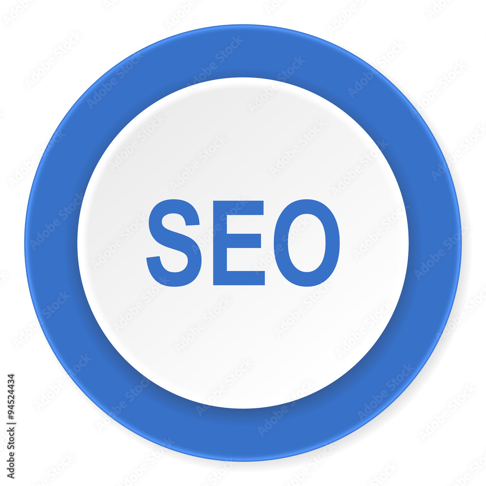 seo blue circle 3d modern design flat icon on white background seo blue circle 3d modern design flat icon on white background