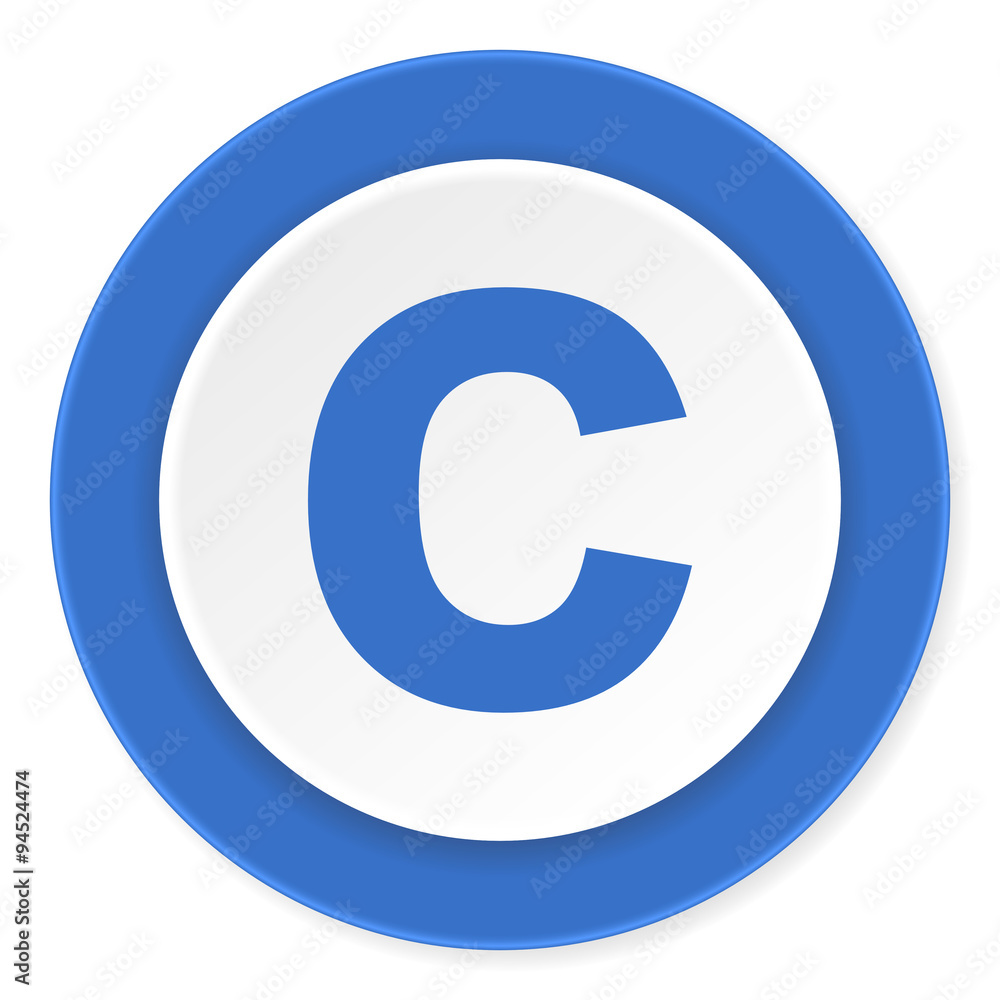 copyright blue circle 3d modern design flat icon on white background copyright blue circle 3d modern design flat icon on white background