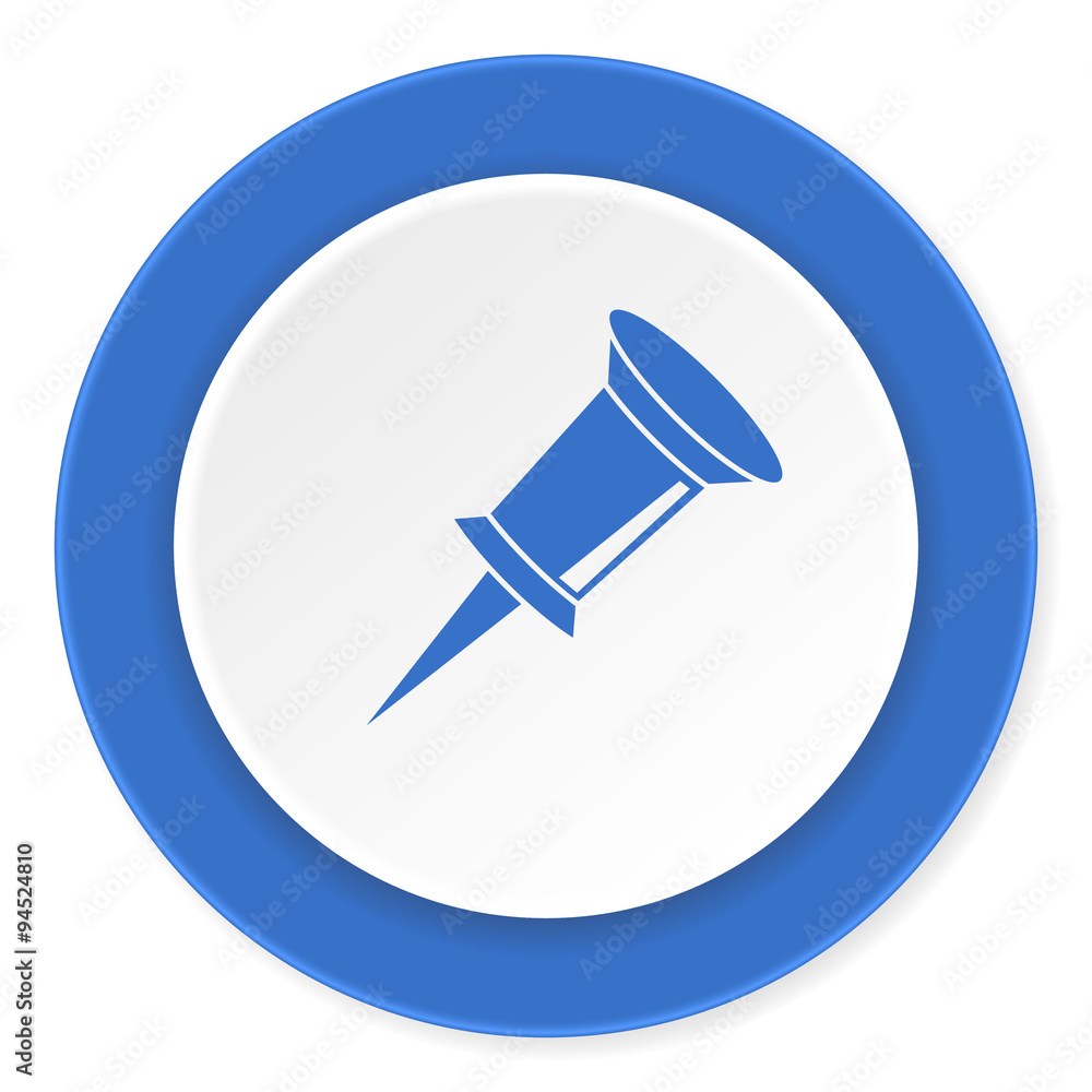 pin blue circle 3d modern design flat icon on white background pin blue circle 3d modern design flat icon on white background
