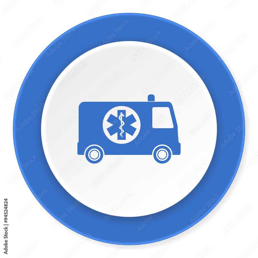 ambulance blue circle 3d modern design flat icon on white background ambulance blue circle 3d modern design flat icon on white background