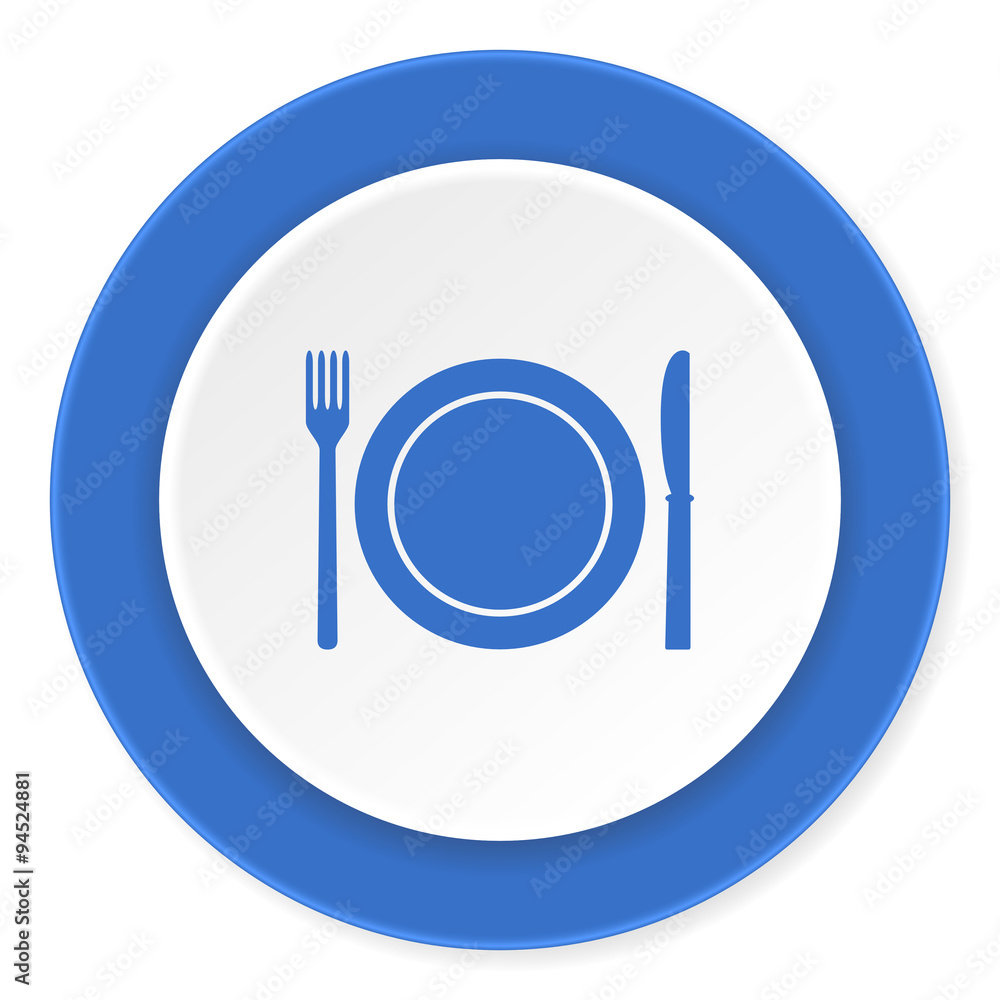 restaurant blue circle 3d modern design flat icon on white background restaurant blue circle 3d modern design flat icon on white background