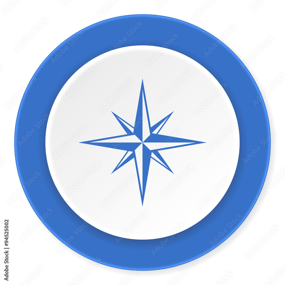 compass blue circle 3d modern design flat icon on white background compass blue circle 3d modern design flat icon on white background