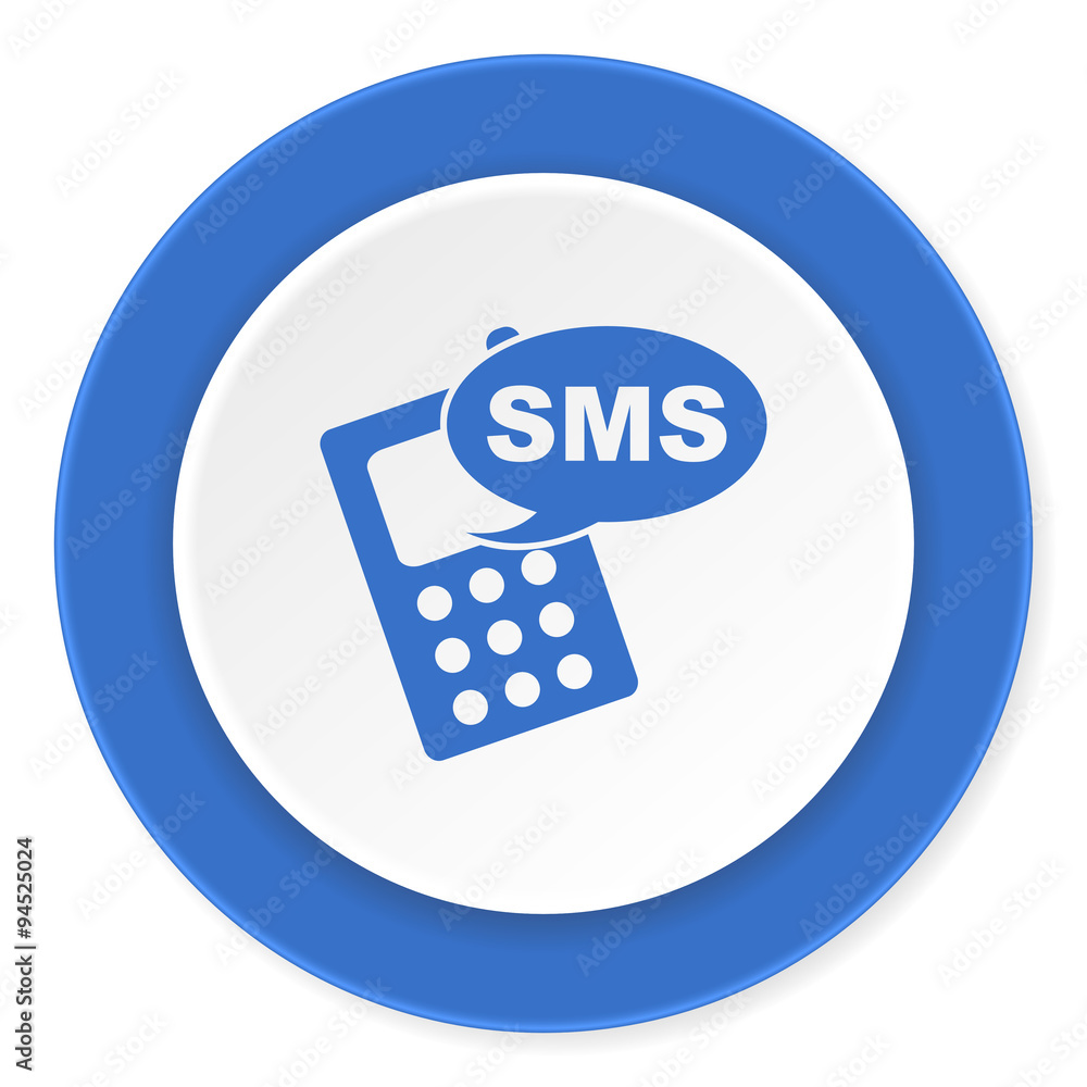 sms blue circle 3d modern design flat icon on white background sms blue circle 3d modern design flat icon on white background