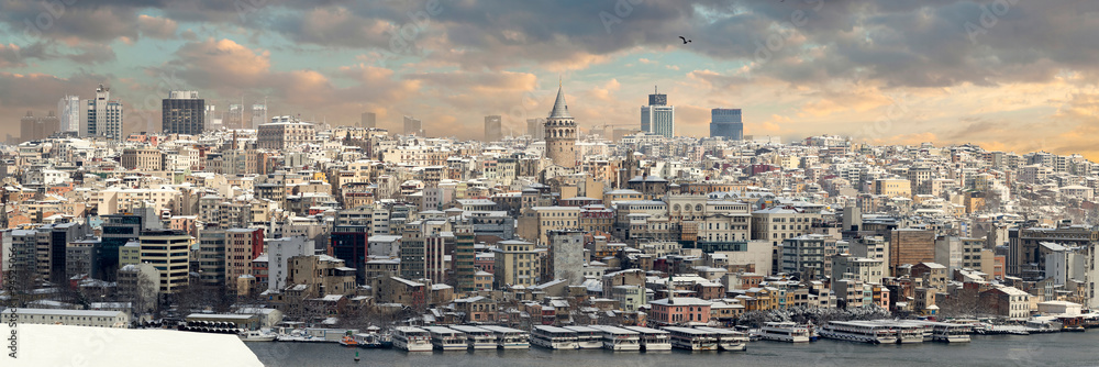 Panoramic Golden Horn and Galata tower