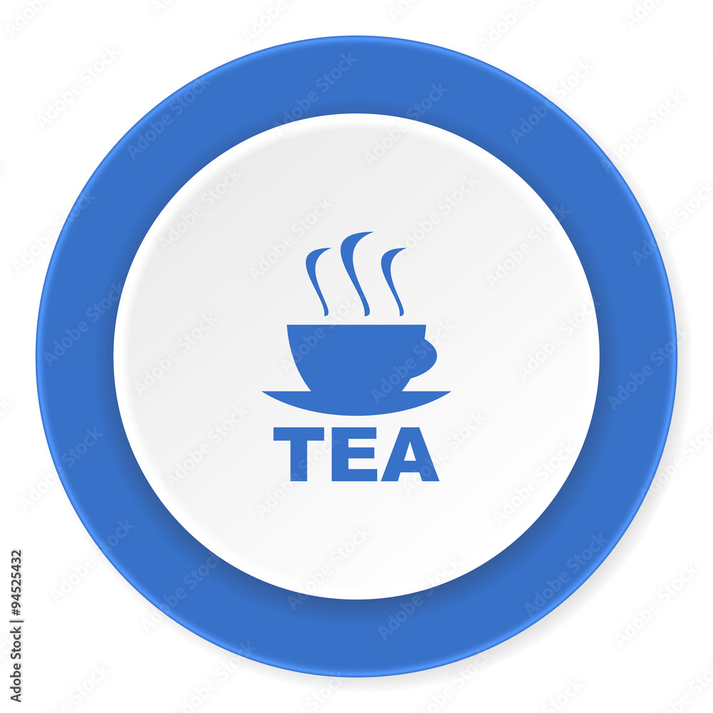 tea blue circle 3d modern design flat icon on white background tea blue circle 3d modern design flat icon on white background