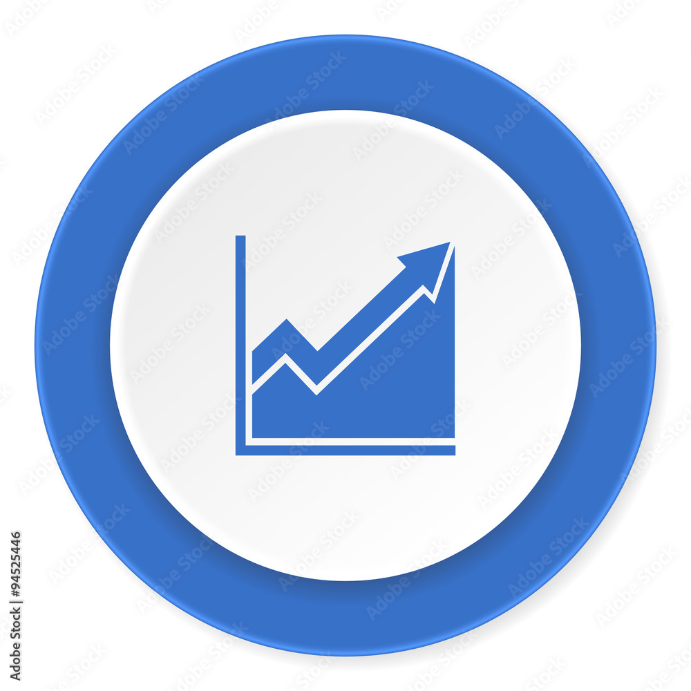 histogram blue circle 3d modern design flat icon on white background histogram blue circle 3d modern design flat icon on white background