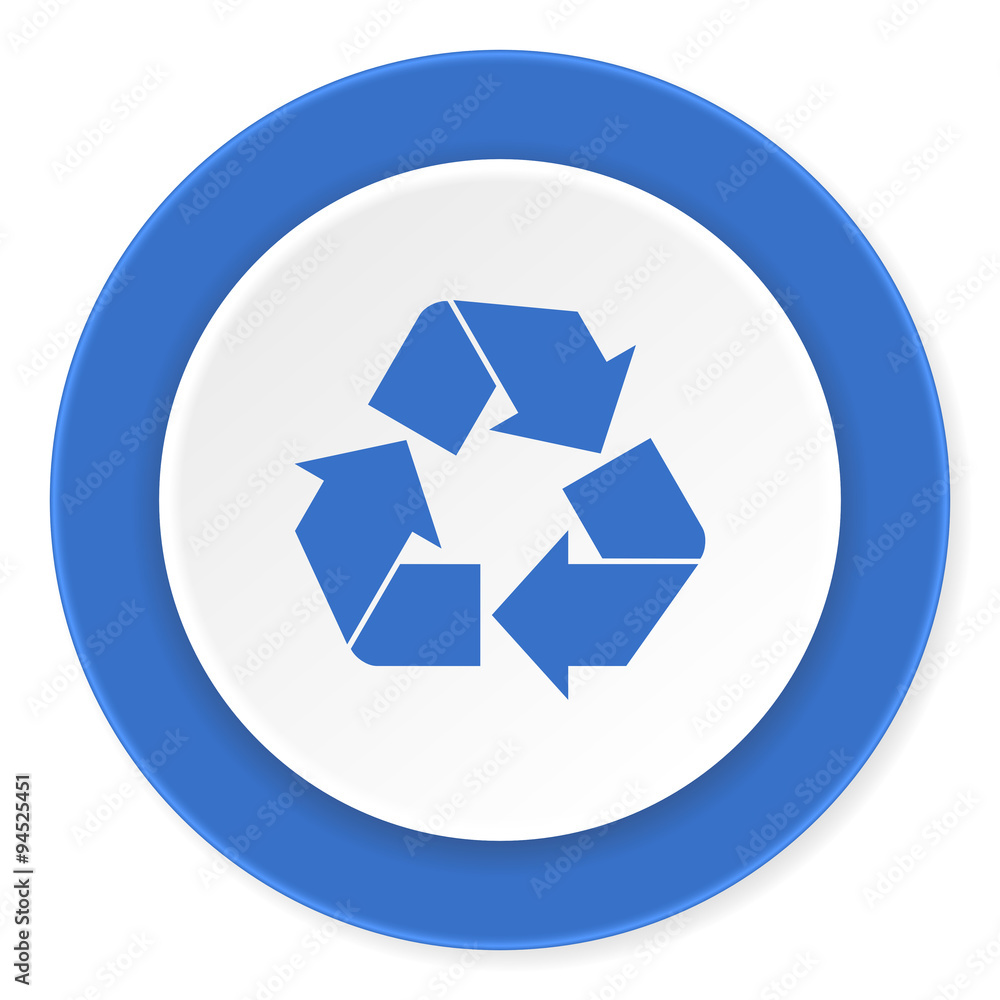 recycle blue circle 3d modern design flat icon on white background recycle blue circle 3d modern design flat icon on white background