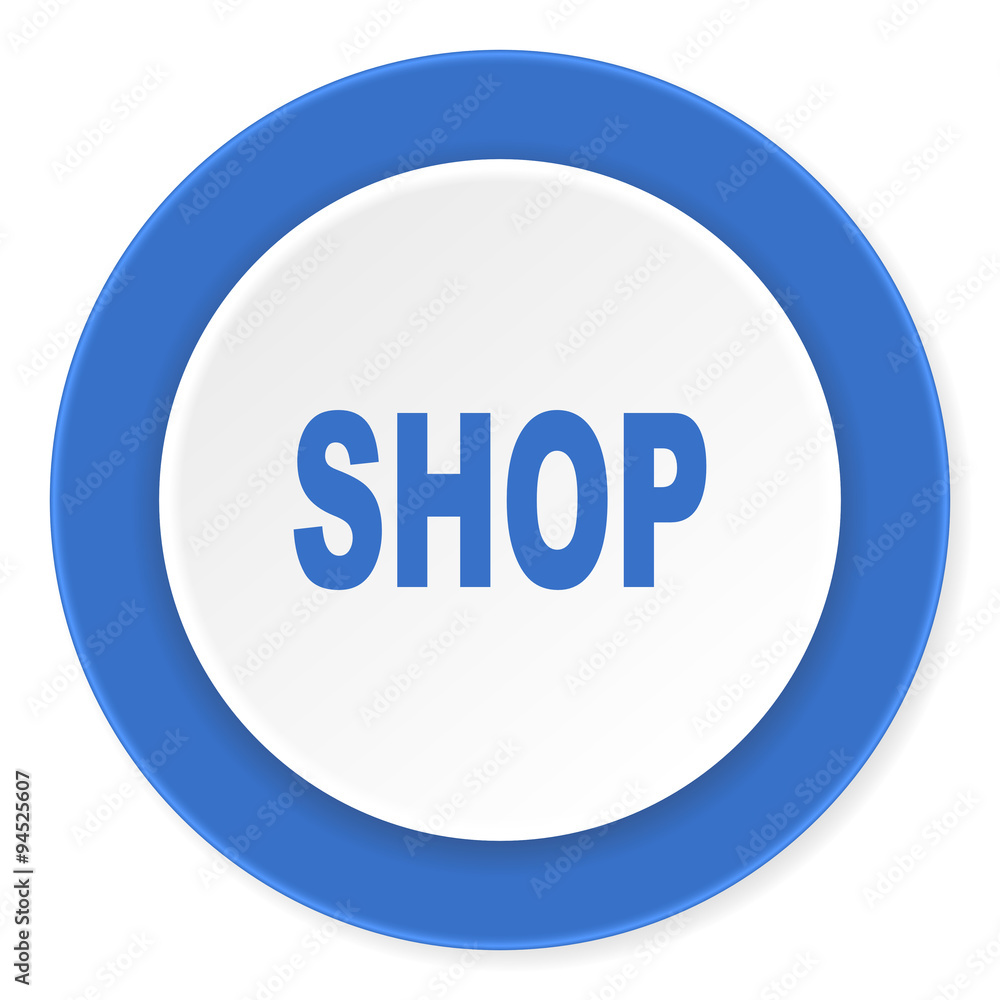 shop blue circle 3d modern design flat icon on white background shop blue circle 3d modern design flat icon on white background