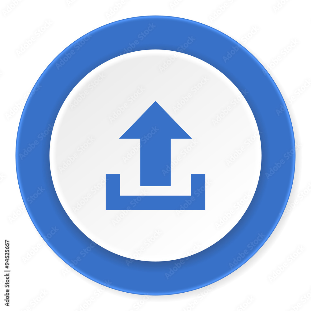 upload blue circle 3d modern design flat icon on white background upload blue circle 3d modern design flat icon on white background