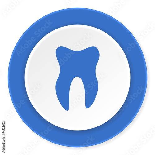 tooth blue circle 3d modern design flat icon on white background