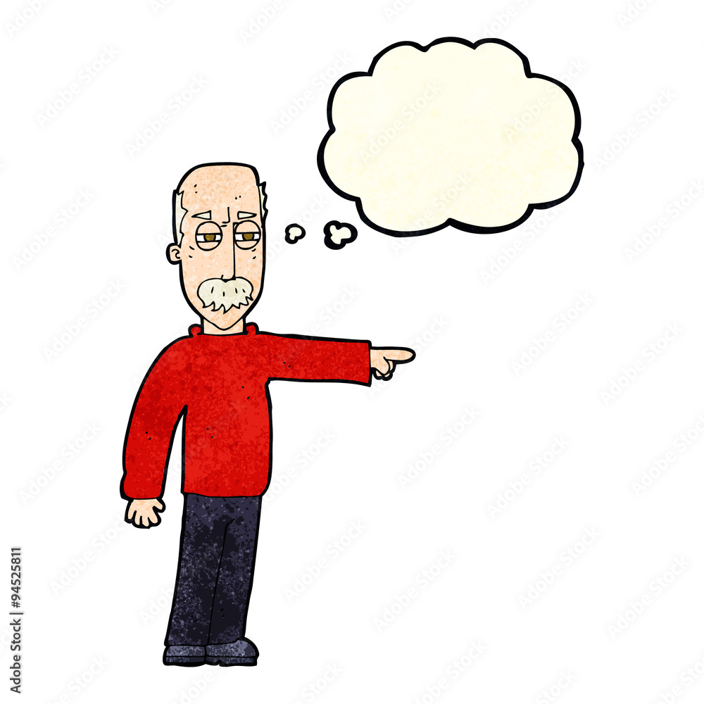 cartoon old man gesturing Get Out! with thought bubble cartoon old man gesturing Get Out! with thought bubble