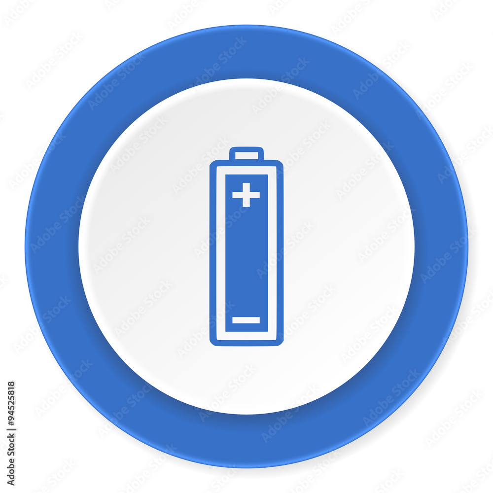 battery blue circle 3d modern design flat icon on white background battery blue circle 3d modern design flat icon on white background