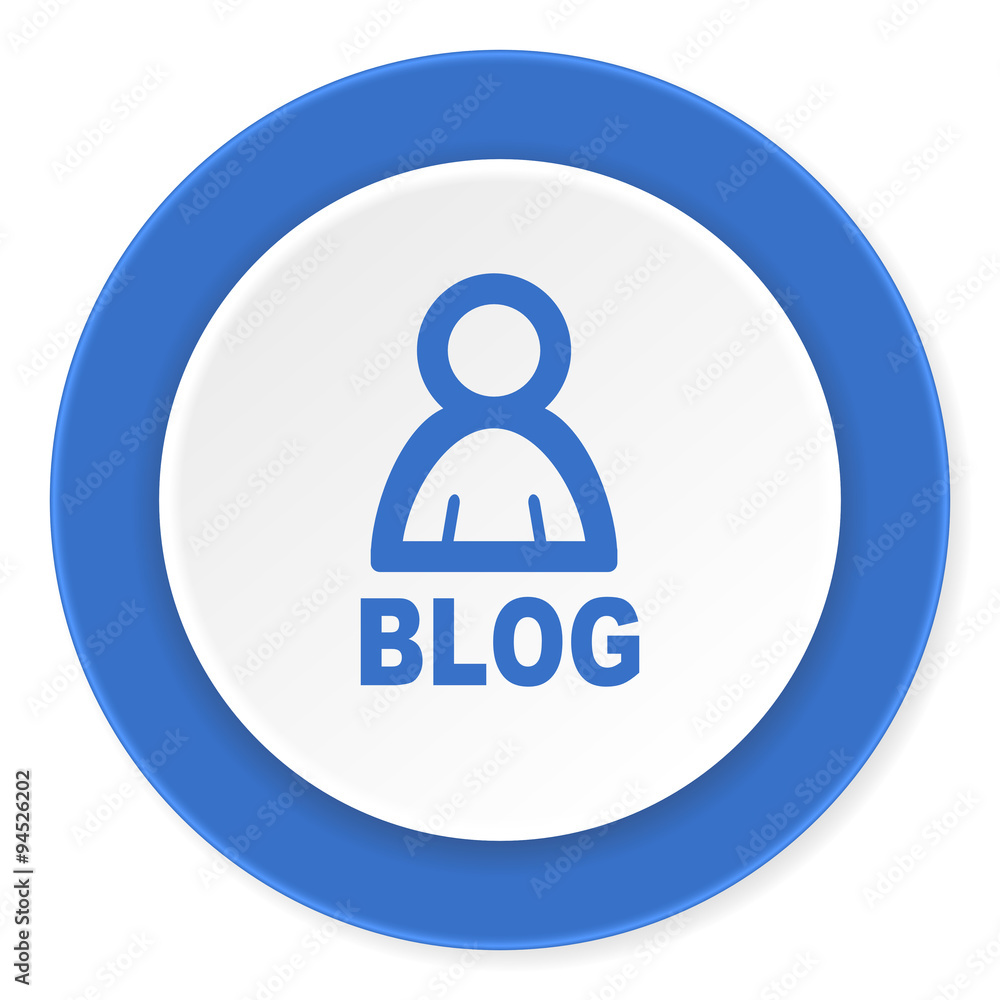 blog blue circle 3d modern design flat icon on white background