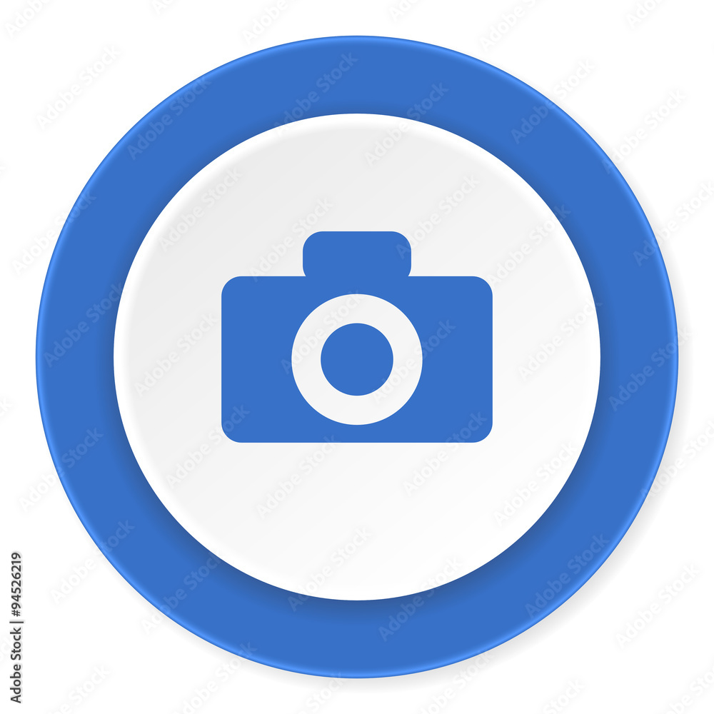 camera blue circle 3d modern design flat icon on white background camera blue circle 3d modern design flat icon on white background