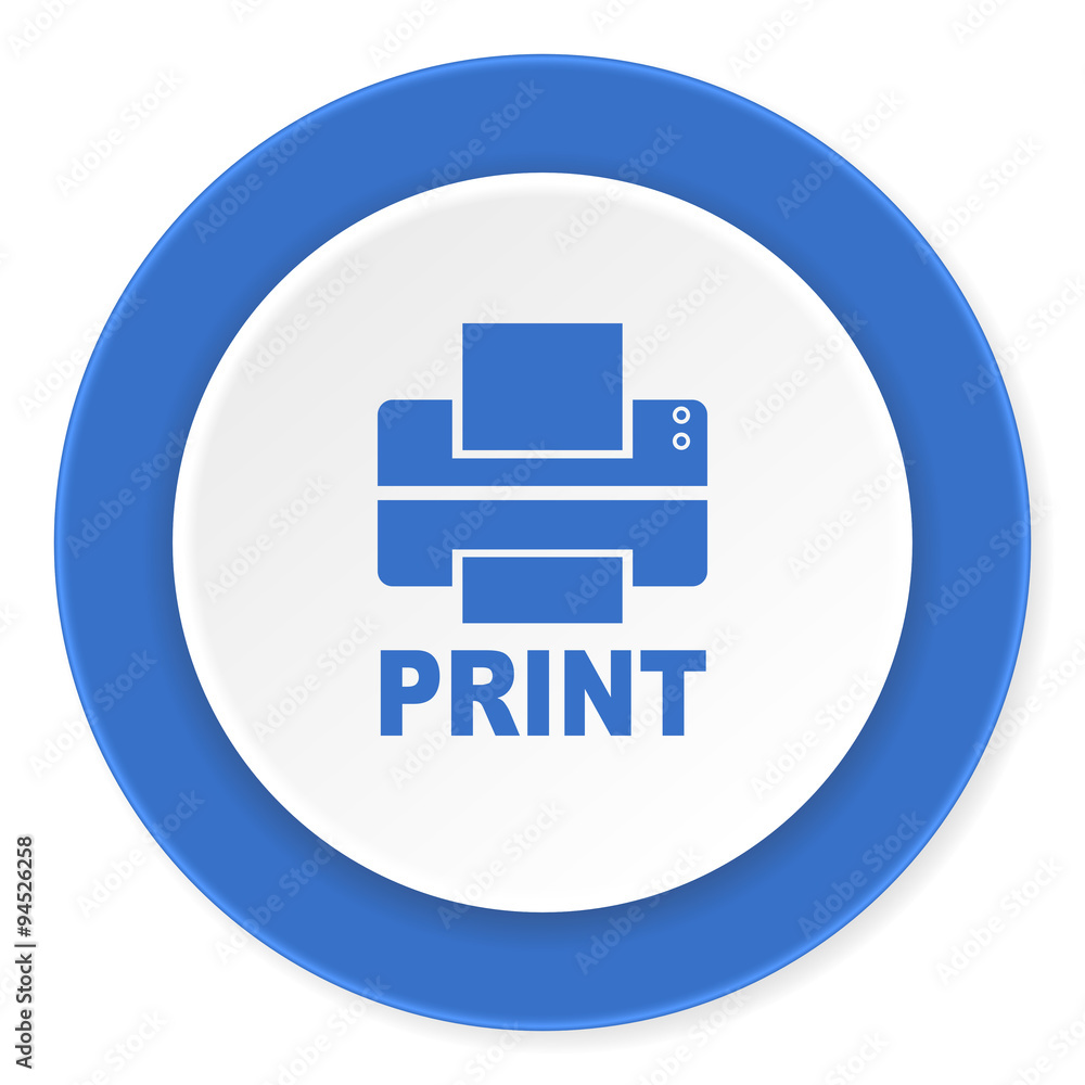 printer blue circle 3d modern design flat icon on white background printer blue circle 3d modern design flat icon on white background