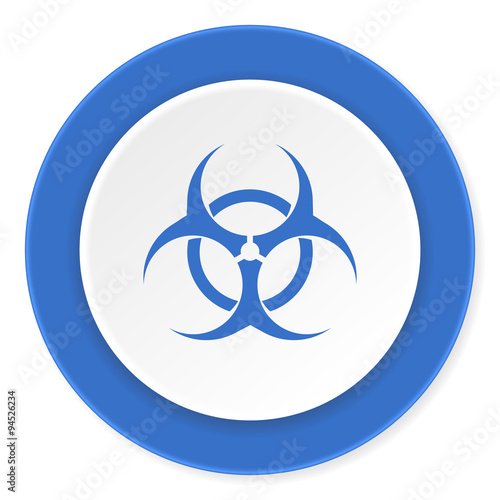 biohazard blue circle 3d modern design flat icon on white background