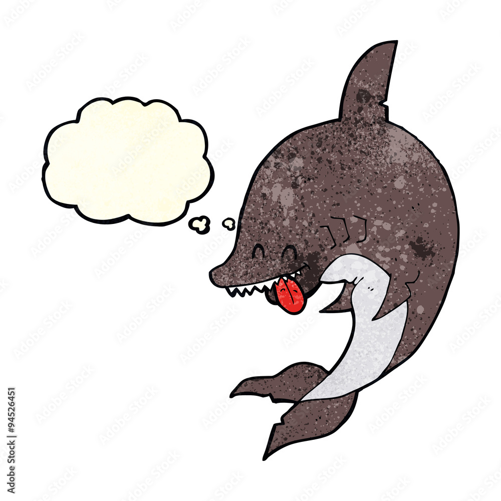funny cartoon shark with thought bubble funny cartoon shark with thought bubble