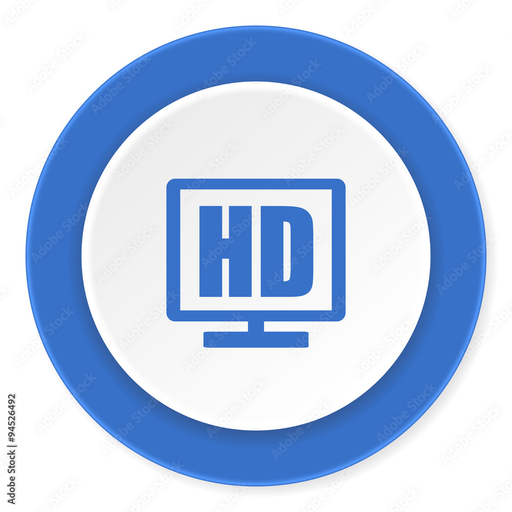 hd display blue circle 3d modern design flat icon on white background hd display blue circle 3d modern design flat icon on white background