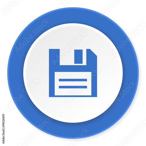 disk blue circle 3d modern design flat icon on white background