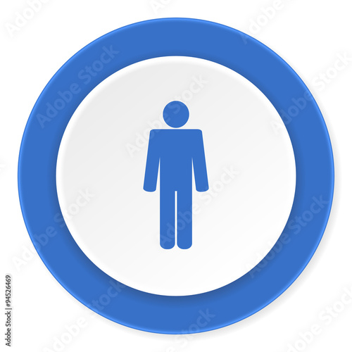 male blue circle 3d modern design flat icon on white background