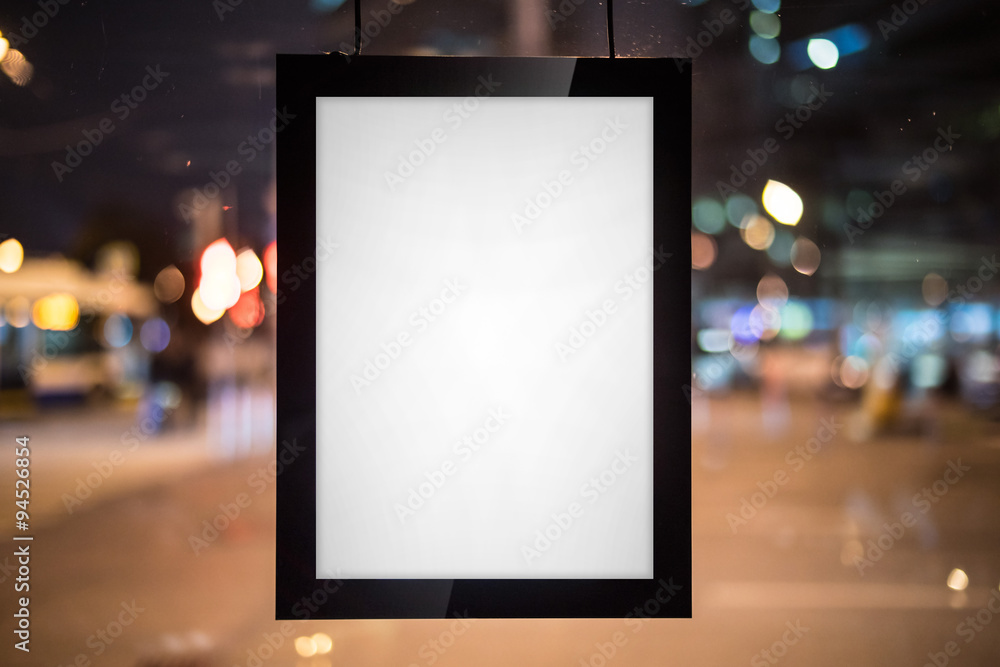 Black blank canvas on the window Black blank canvas on the window