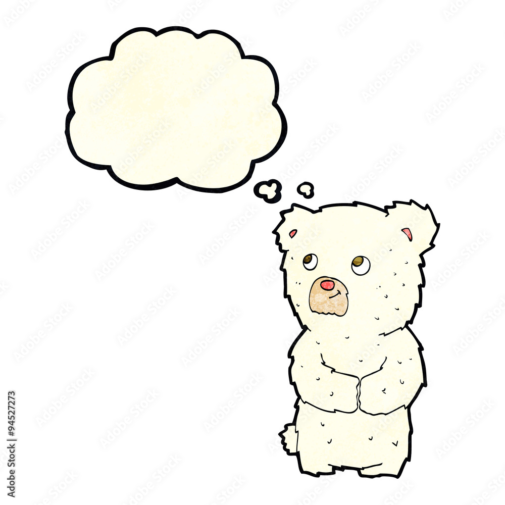 cartoon polar bear cub with thought bubble cartoon polar bear cub with thought bubble