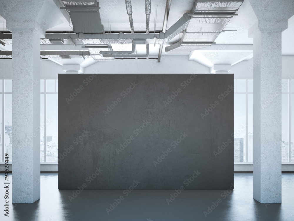 Black poster in a modern loft. 3d rendering Black poster in a modern loft. 3d rendering