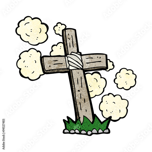 cartoon wooden cross grave