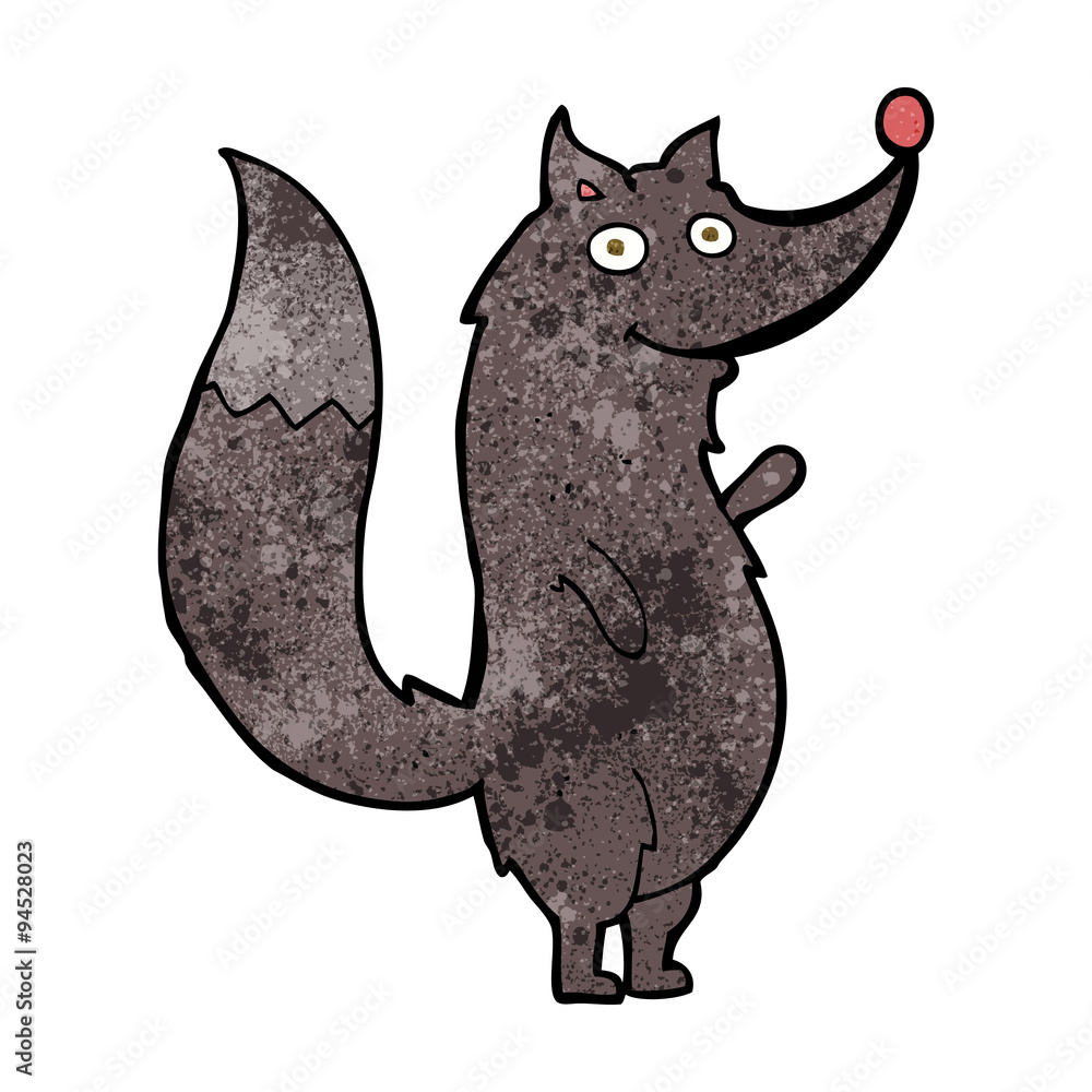 cartoon waving wolf
