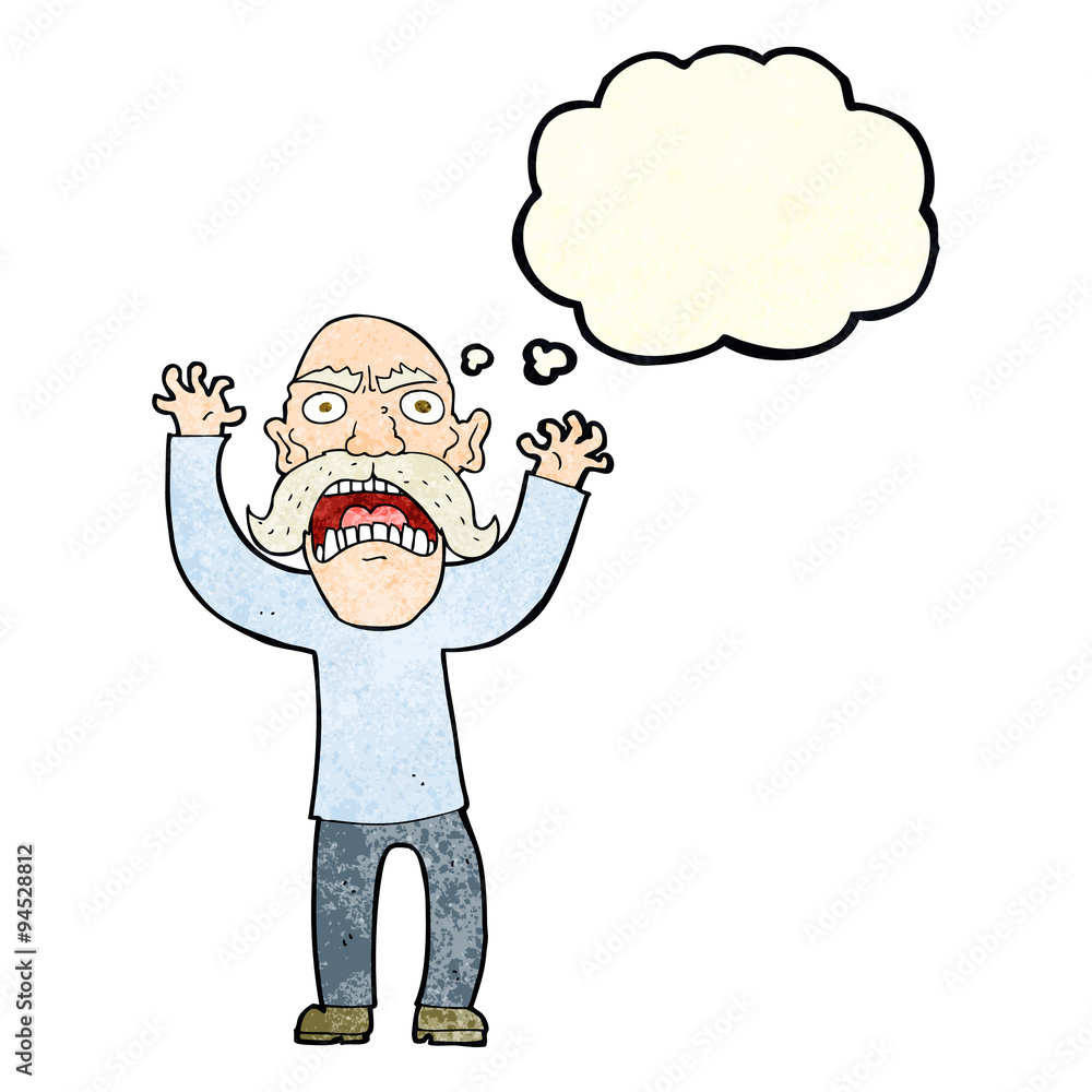 cartoon angry old man with thought bubble cartoon angry old man with thought bubble