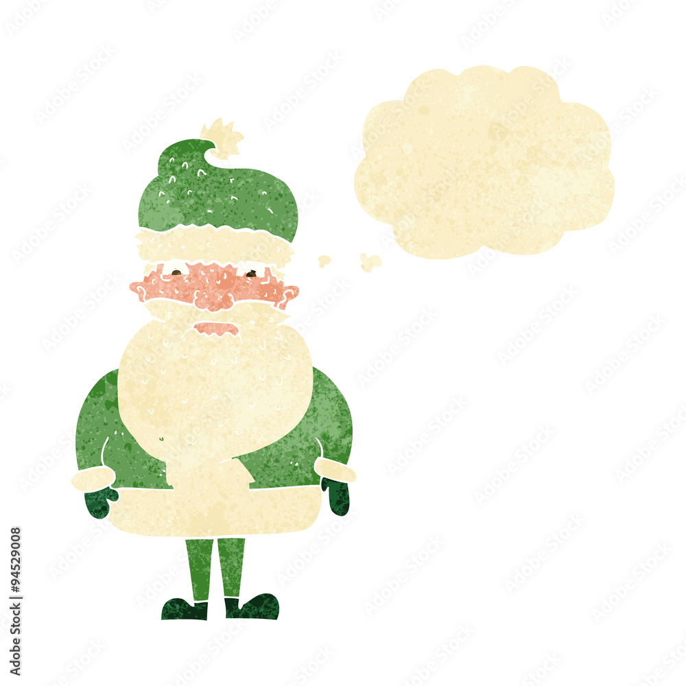 cartoon grumpy santa claus with thought bubble cartoon grumpy santa claus with thought bubble