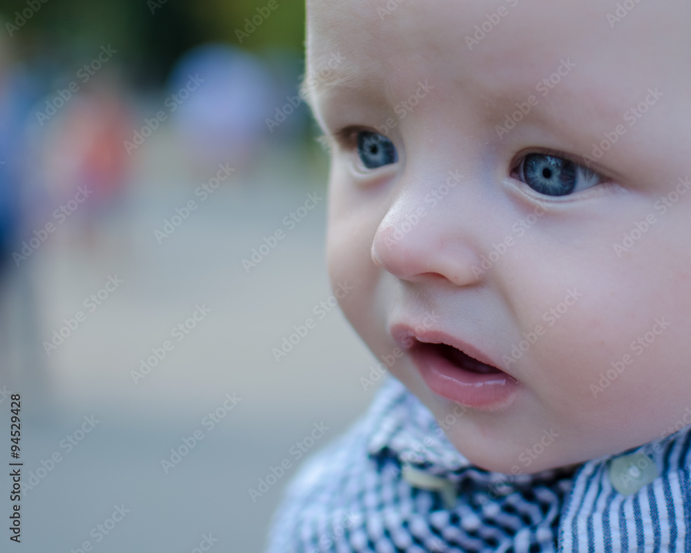 Close-up portrait of beautiful baby with big blue eyes Close-up portrait of beautiful baby with big blue eyes