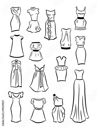 Contours of set of summer dresses