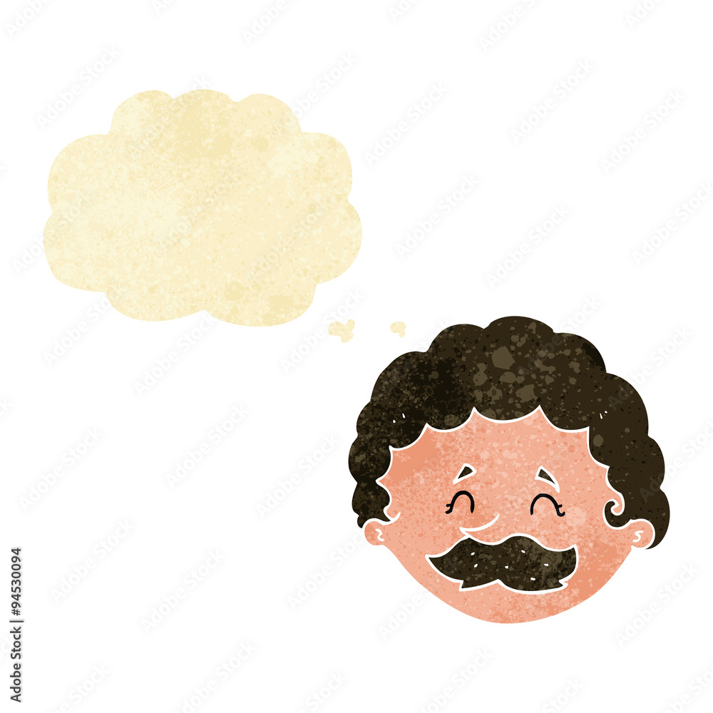 cartoon man with mustache with thought bubble cartoon man with mustache with thought bubble