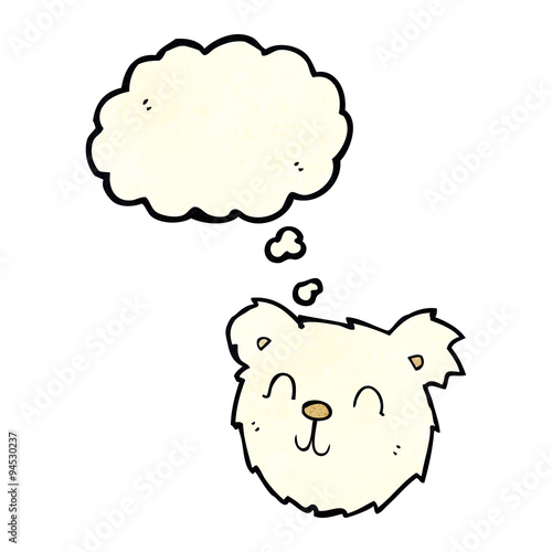 cartoon happy polar bear face with thought bubble