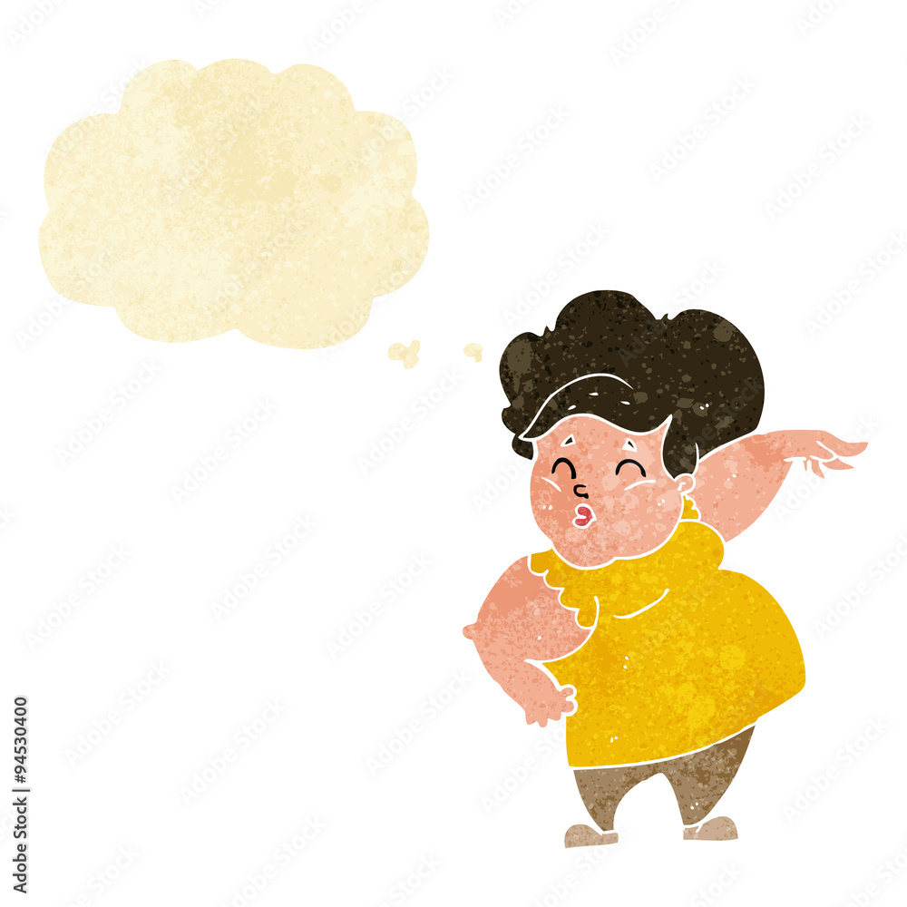 cartoon happy overweight lady with thought bubble cartoon happy overweight lady with thought bubble