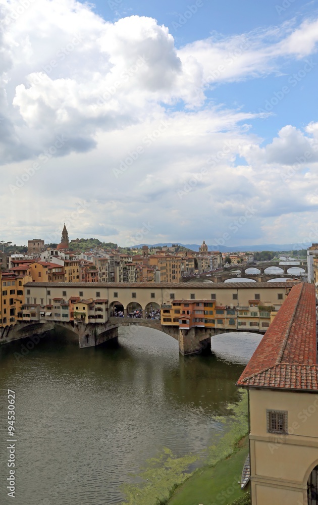 Fototapeta old bridge Vasari Corridor in Florence Italy from Uffizi Museum