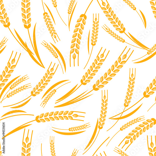Vector seamless pattern with golden ripe ear of wheat.
