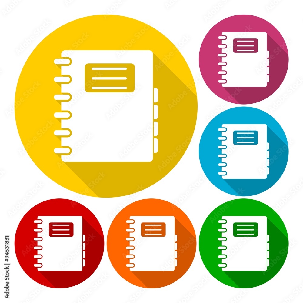 Address book icons set with long shadow Address book icons set with long shadow