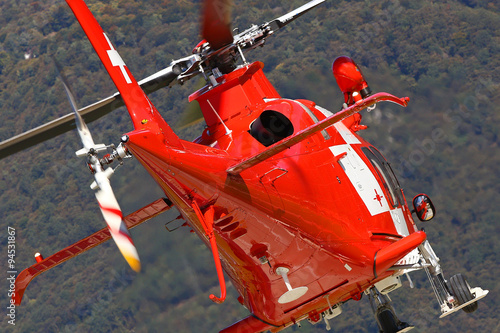 Mountain rescue helicopter taking off