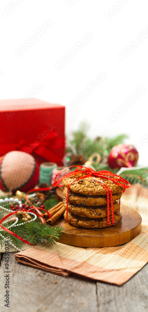 Christmas Oatmeal Cookies. Selective focus. Christmas Oatmeal Cookies. Selective focus.