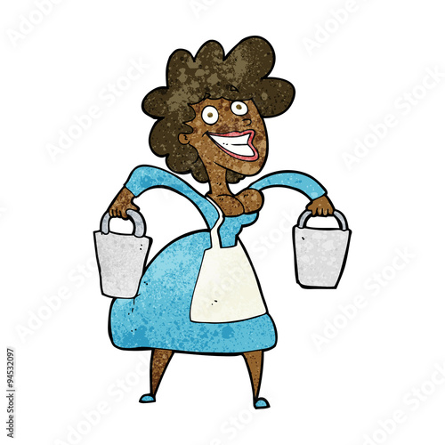 cartoon milkmaid carrying buckets