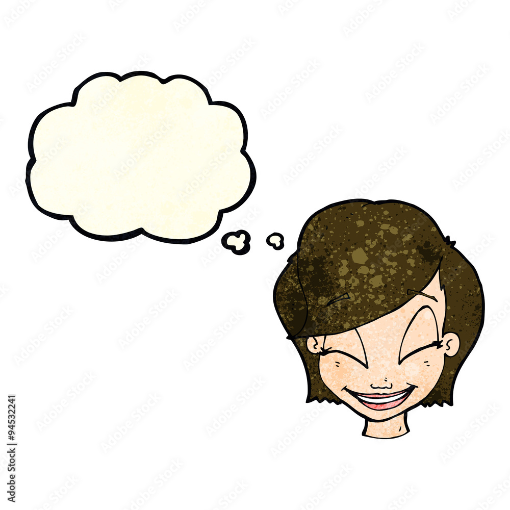 cartoon pretty female face with thought bubble cartoon pretty female face with thought bubble