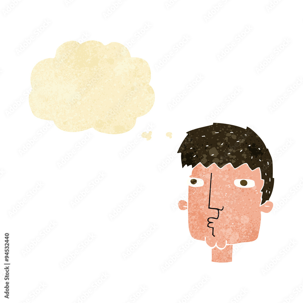 cartoon curious man with thought bubble cartoon curious man with thought bubble
