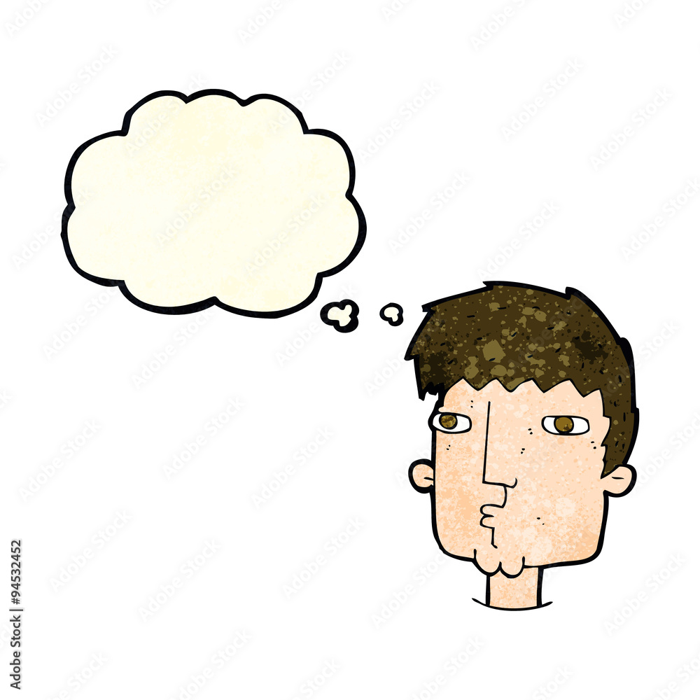 cartoon curious man with thought bubble cartoon curious man with thought bubble